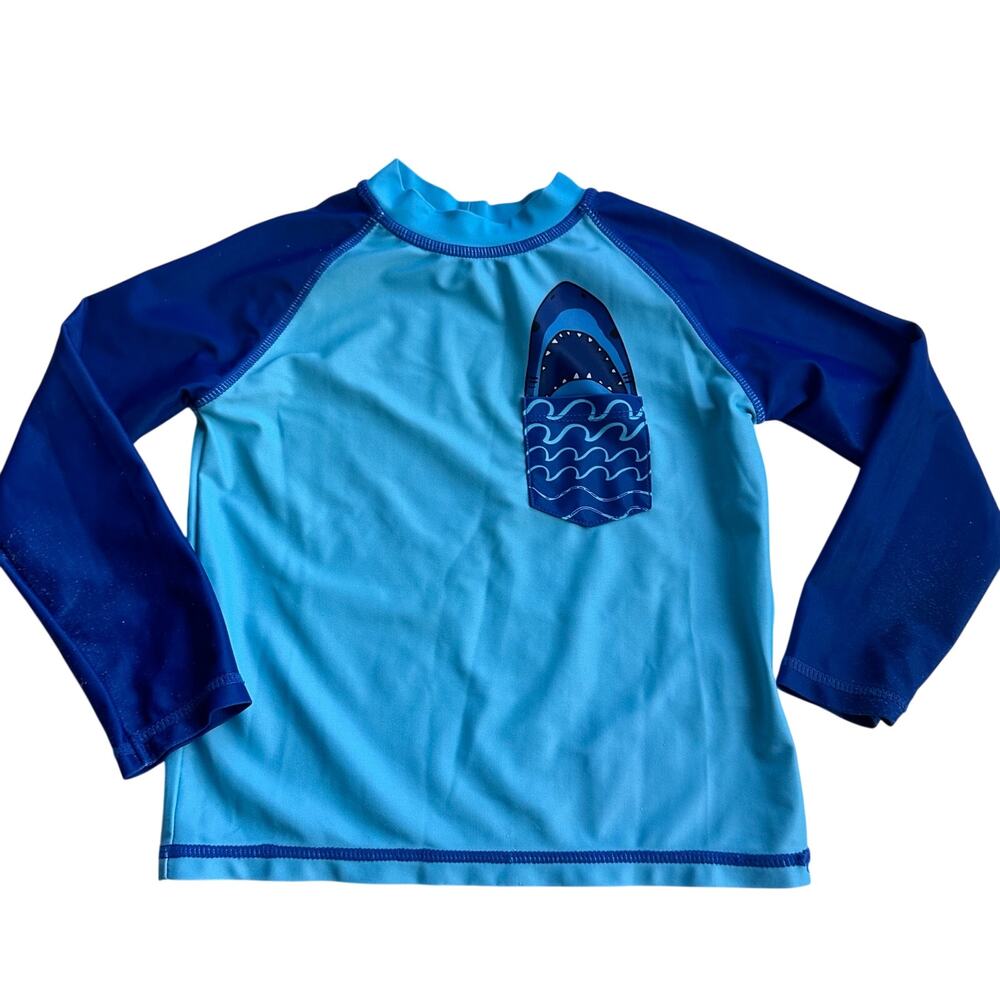 Andy & Evan Boys Blue Shark Pocket Rashguard - 3T